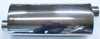 Bild lång oval rostfri ljuddämpare i 3-tum med genomgående S-format rör