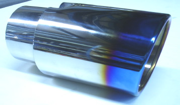 Bild rostfritt slutrör/ändrör med blåtonad kant till 3 tums rör
